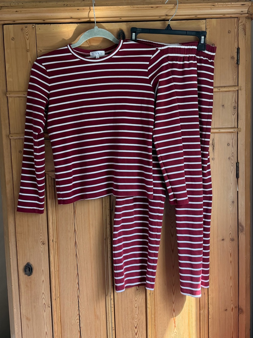 Lake Long-Sleeve Burgundy & White Stripe Pajama Set